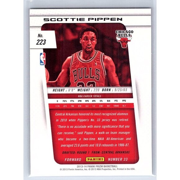Scottie Pippen 2013-14 Panini Prizm 223 BULLS - Picture 2 of 2